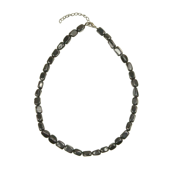 Collier en agate noire ou onyx - Perles pierres roulées