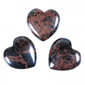 Pendentif coeur pierre percée en obsidienne acajou