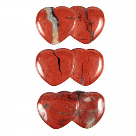 Pendentif double coeur pierre percée en jaspe rouge