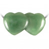 Pendentif double coeur pierre percée en aventurine verte