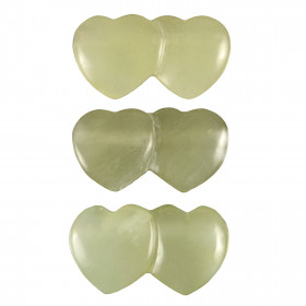 Pendentif double coeur pierre percée en jade de Chine