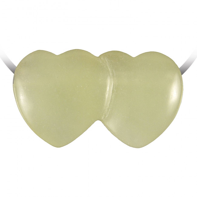 Pendentif double coeur pierre percée en jade de Chine