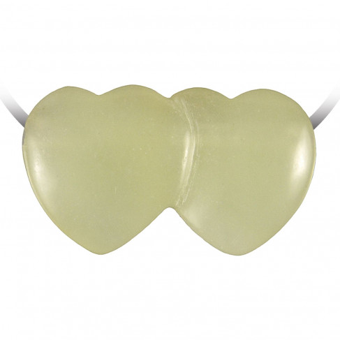 Pendentif double coeur pierre percée en jade de Chine