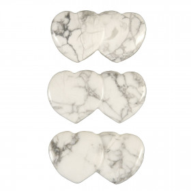 Pendentif double coeur pierre percée en howlite