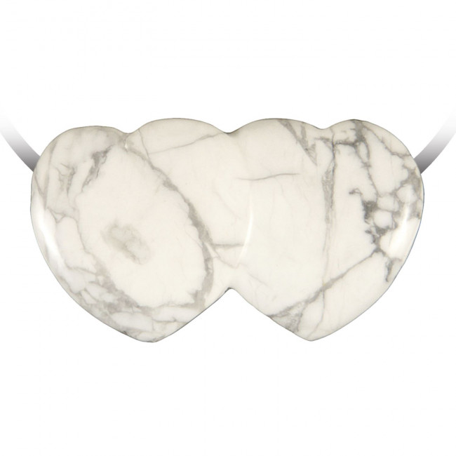 Pendentif double coeur pierre percée en howlite