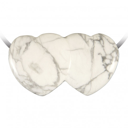 Pendentif double coeur pierre percée en howlite