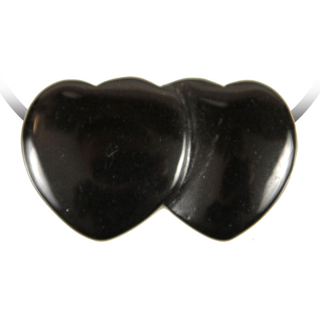 Pendentif double coeur pierre percée en onyx