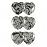 Pendentif double coeur pierre percée en obsidienne neige