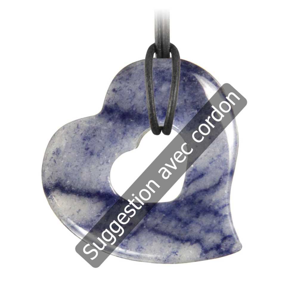 Pendentif Coeur Donut En Quartz Bleu - Pierre Naturelle - Bijou Neuf Avec étiquettes Naturosphère