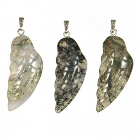 Pendentif aile d'ange en agate mousse