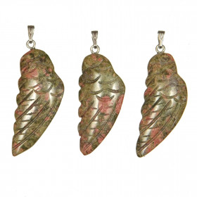 Pendentif aile d'ange en unakite