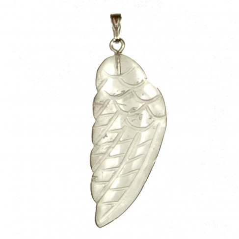Pendentif aile d'ange en cristal de roche