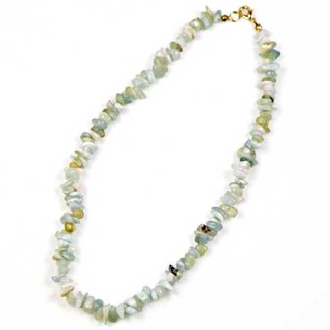 Collier de pierre en aigue-marine - perles baroques - 45 cm