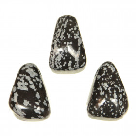 Pendentif pierre roulée percée en obsidienne neige