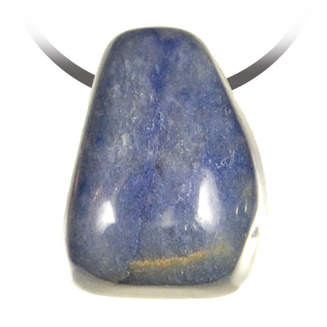 Pendentif pierre roulée percée en quartz bleu