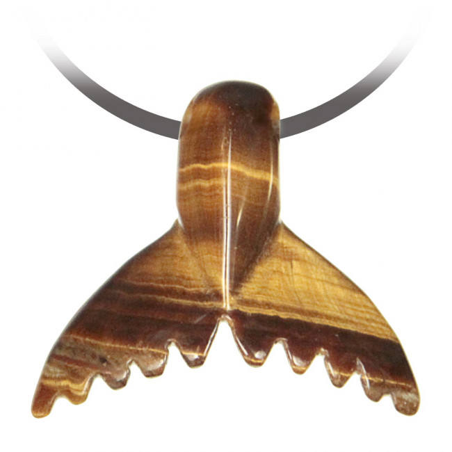 Pendentif pierre percée queue de baleine en oeil de tigre