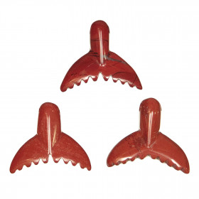 Pendentif pierre percée queue de baleine en jaspe rouge