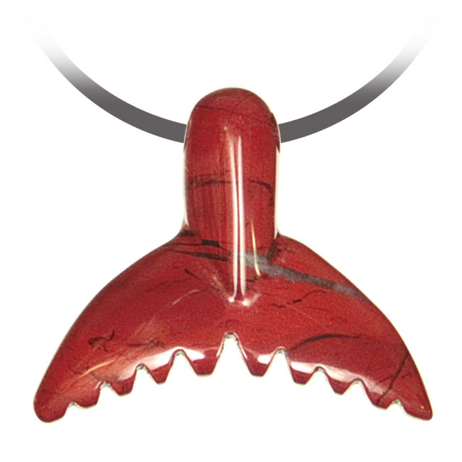 Pendentif pierre percée queue de baleine en jaspe rouge
