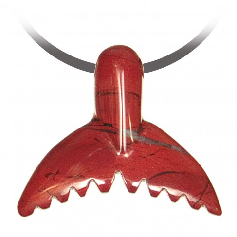 Pendentif pierre percée queue de baleine en jaspe rouge