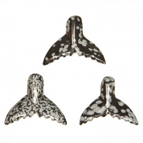 Pendentif pierre percée queue de baleine en obsidienne neige