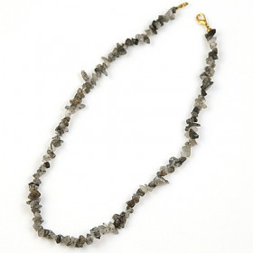 Collier de pierre en cristal de roche rutile - perles baroques - 45 cm