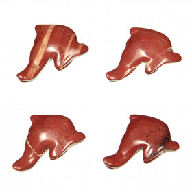 Pendentif pierre percée dauphin en jaspe rouge
