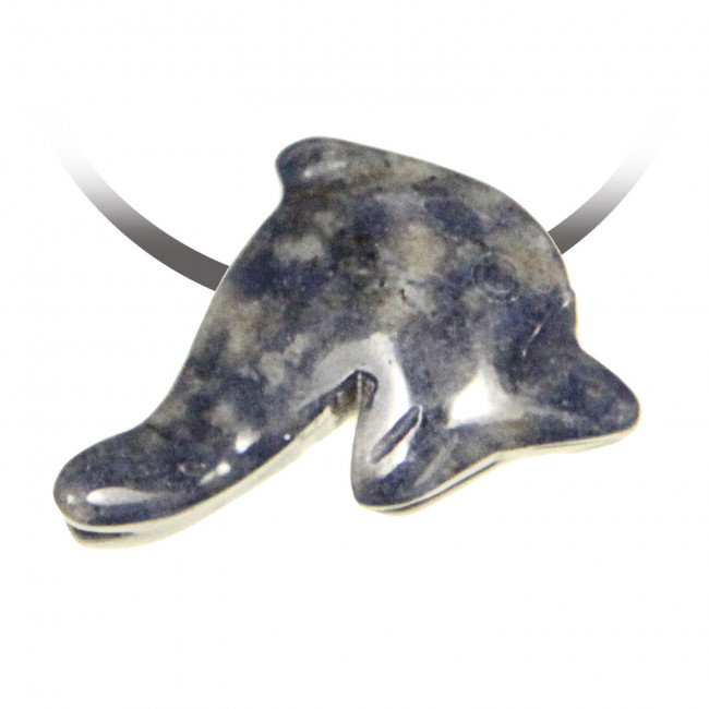 Pendentif pierre percée dauphin en sodalite