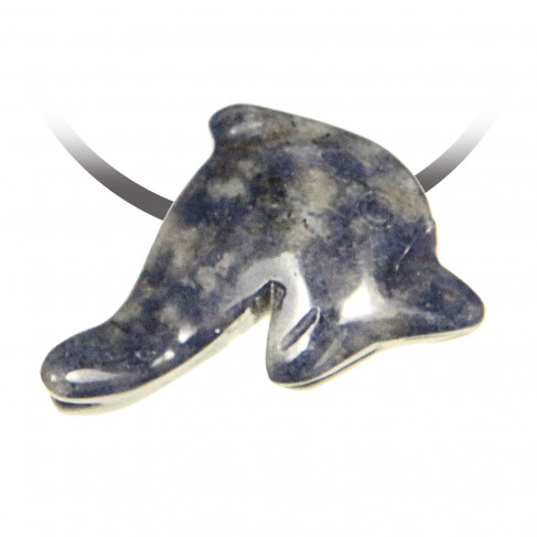 Pendentif pierre percée dauphin en sodalite