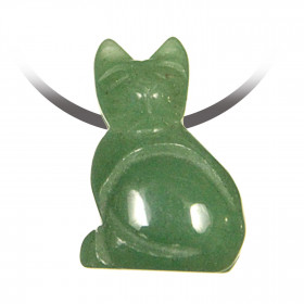 Pendentif pierre percée chat en aventurine verte