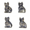 Pendentif pierre percée chat en sodalite