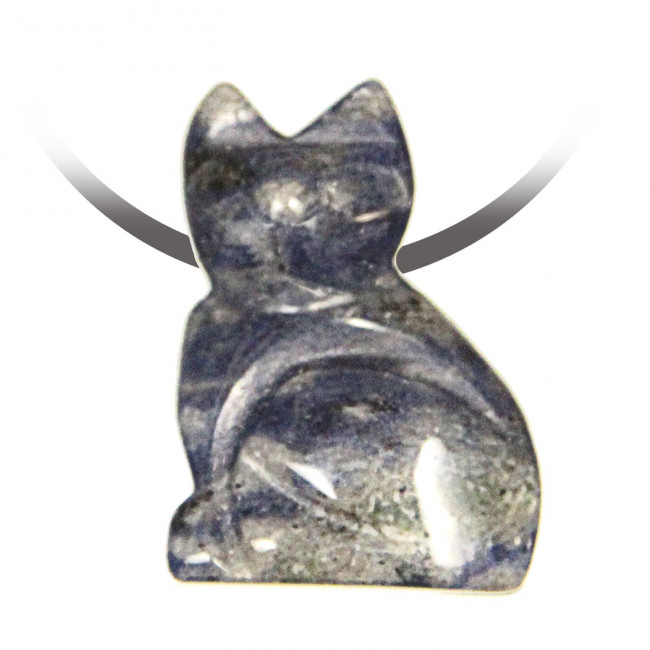 Pendentif pierre percée chat en sodalite
