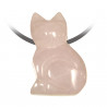 Pendentif pierre percée chat en quartz rose