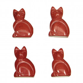 Pendentif pierre percée chat en jaspe rouge
