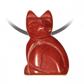 Pendentif pierre percée chat en jaspe rouge