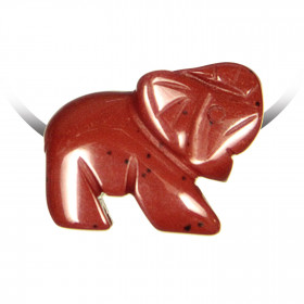 Pendentif pierre percée élephant en jaspe rouge