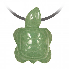 Pendentif pierre percée tortue en aventurine verte