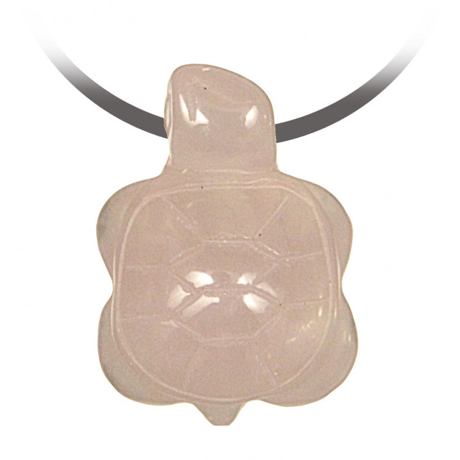 Pendentif pierre percée tortue en quartz rose