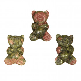 Pendentif pierre percée ourson en unakite