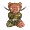Pendentif pierre percée ourson en unakite