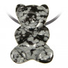 Pendentif pierre percée ourson en obsidienne neige