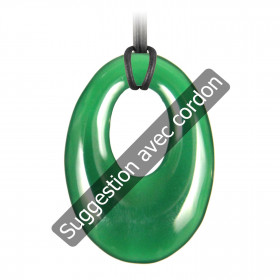 Pendentif donut oval en agate verte