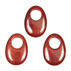 Pendentif donut oval en jaspe rouge