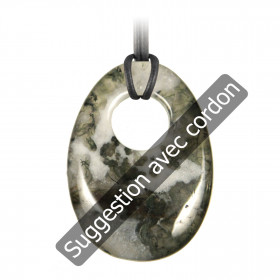 Pendentif donut oval en agate mousse