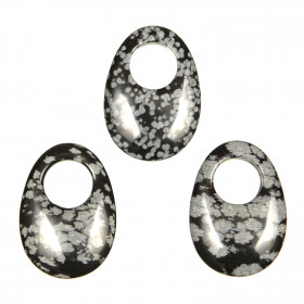 Pendentif donut oval en obsidienne neige