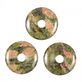 Donut Pi Chinois en unakite pour pendentif