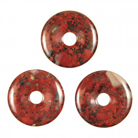 Donut Pi Chinois en jaspe breschia pour pendentif