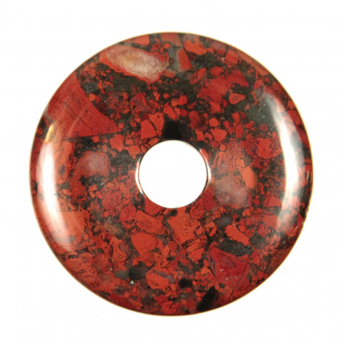 Donut Pi Chinois en jaspe breschia pour pendentif