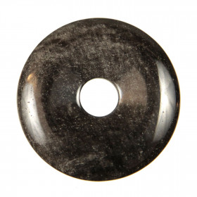 Donut Pi Chinois en obsidienne argentée pour pendentif