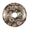 Donut Pi Chinois en crinoïde fossilisée pour pendentif