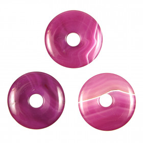 Donut Pi Chinois en agate colorée rose pour pendentif
